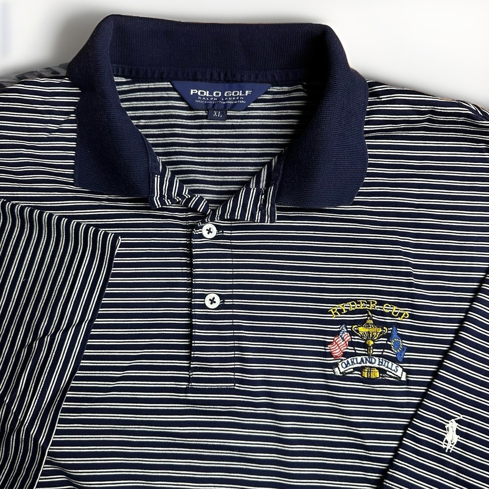 Vintage 2004 Ryder Cup Polo Golf Ralph Lauren Polo Shirt Mens XL Blue Striped